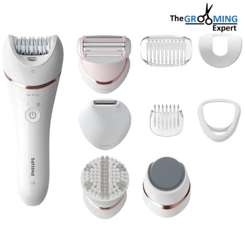 Philips Epilator Series 8000 5 in-1 Shaver, Trimmer, Pedicure and Body Exfoliator with 9 Accessories