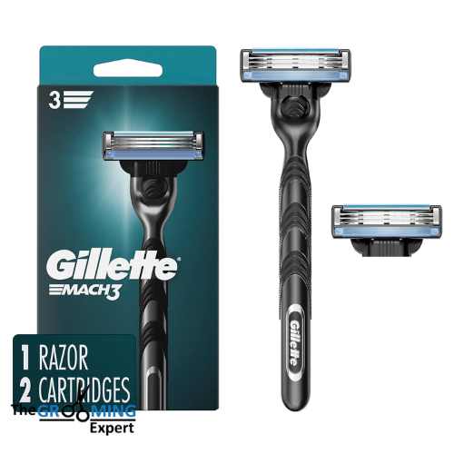 Gillette Mach3 Razor for Men, 1 Razor Handle + 2 Blade Refills